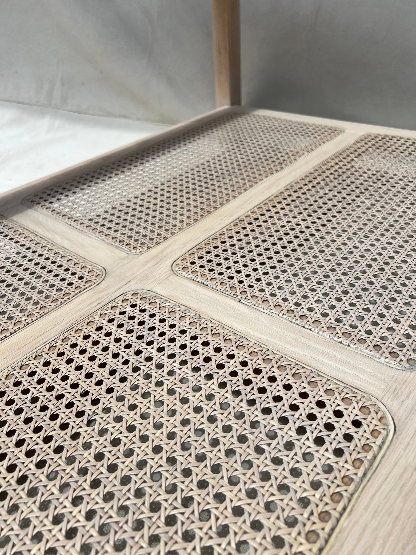 Oak & Cane Coffee Table - 1970s Scandinavian